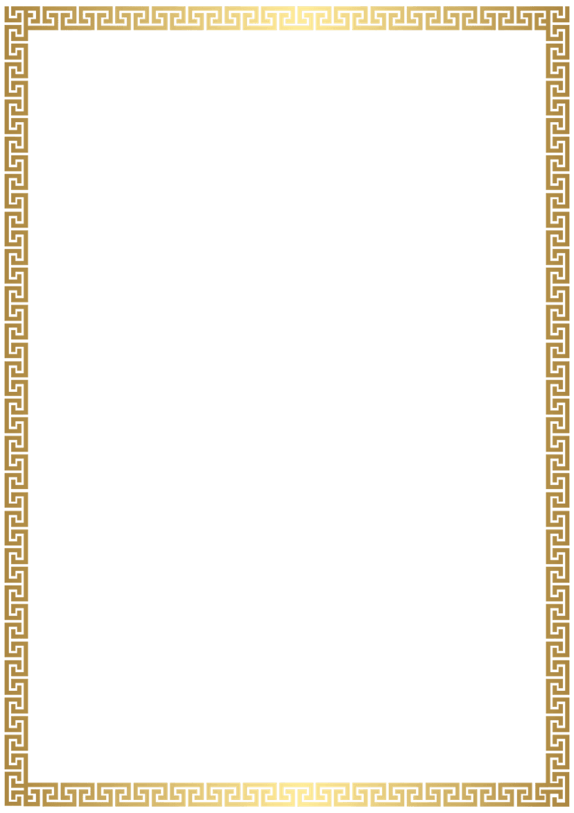Golden rectangular decorative border featuring symmetrical angled corners and a polished metallic texture.