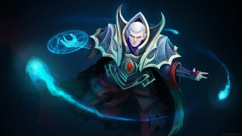 White-haired mage in ornate armor casting glowing blue magic circles against a dark atmospheric background.