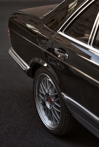 Black Mercedes Classic Wheel Detail Mobile Wallpaper
