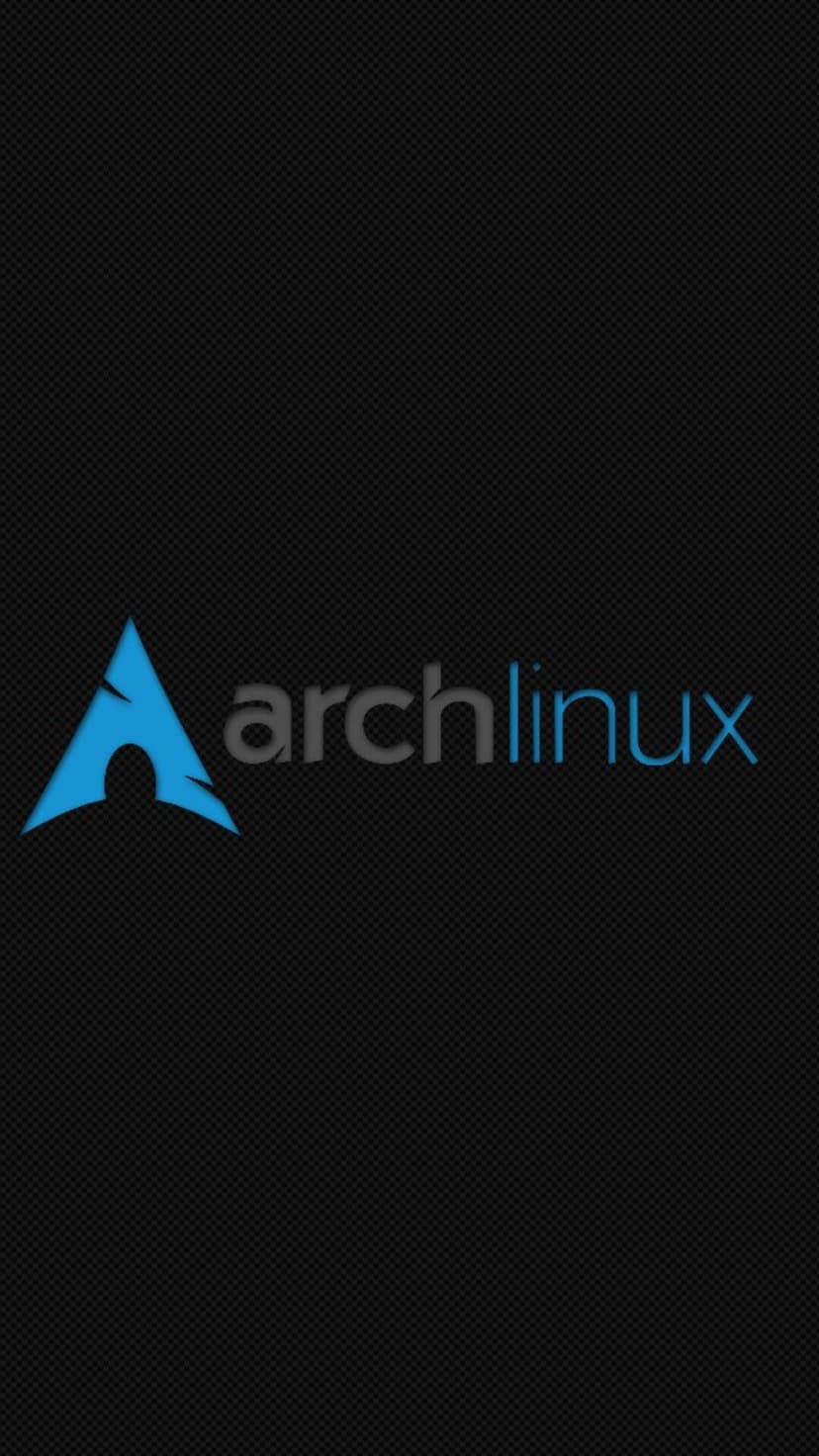Arch Linux logo in vibrant blue centered on a charcoal carbon fiber textured background for vertical screens.