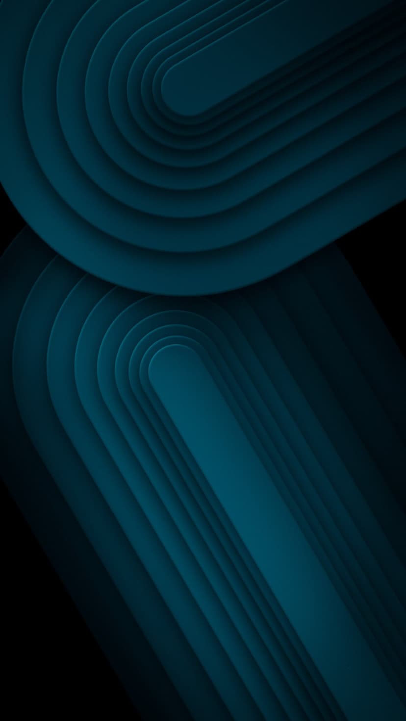 Overlapping teal and black curved layers with subtle gradients and soft shadows creating visual depth.