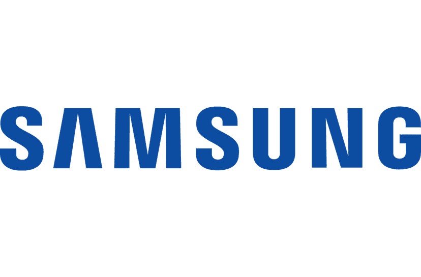 Samsung logo featuring bold blue sans-serif lettering on a transparent background with sharp vector edges.