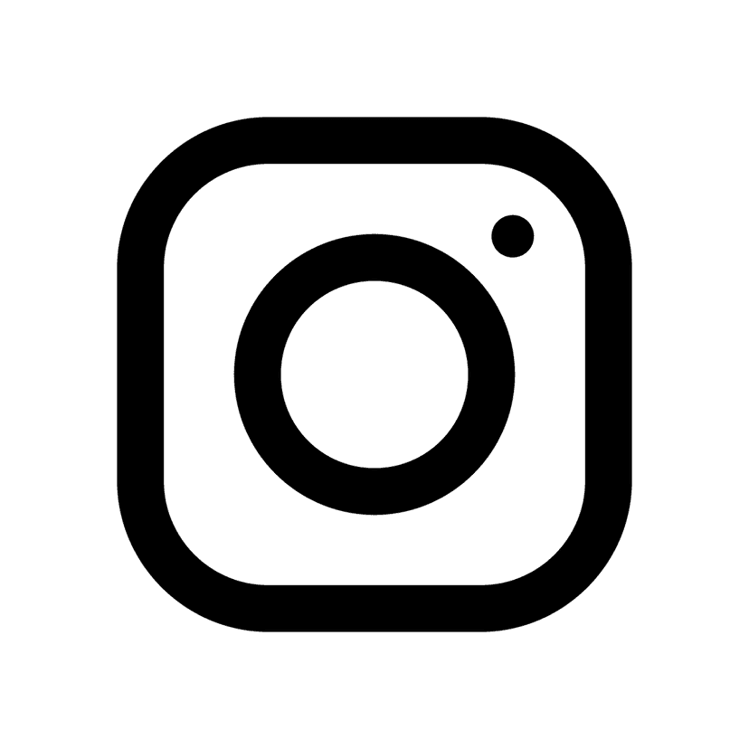Instagram logo icon featuring a solid black square with rounded corners and a minimalist camera lens outline.