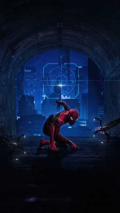 Spider-Man crouches as Doc Ock's tentacles approach