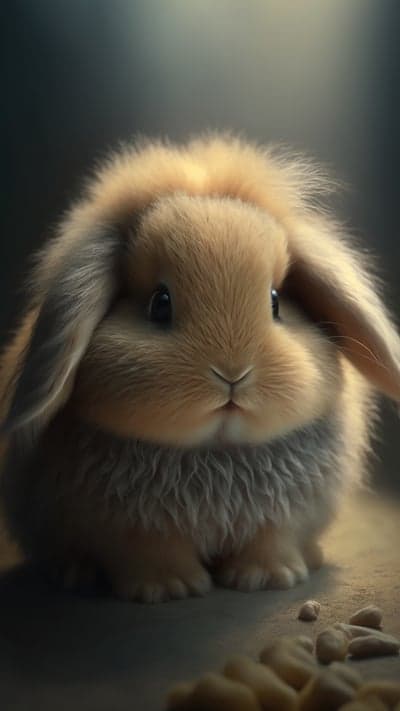 Adorable Fluffy Lop-Eared Bunny with Big Eyes