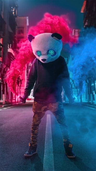 Street Art Panda - Neon Smoke Rebel