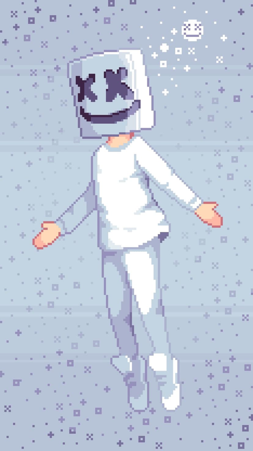 Ethereal Marshmello Pixel Art Mobile Screen Backdrop