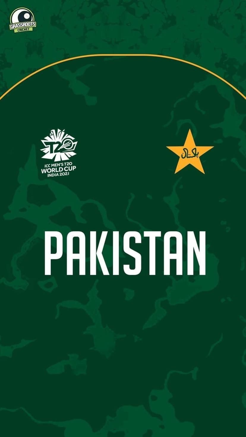 Pakistan text and crescent moon star emblem centered on a dark green textured sports tournament background.