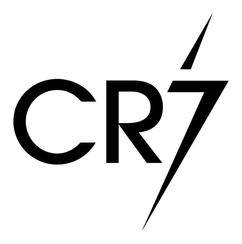 CR7 sports brand logo in solid black geometric lettering against a clean transparent background for visibility.
