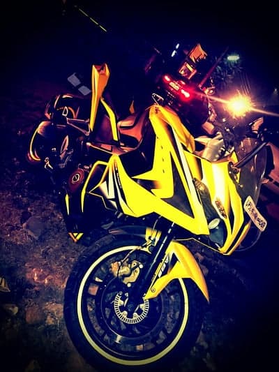 Yellow and Black Sport Bike at Night