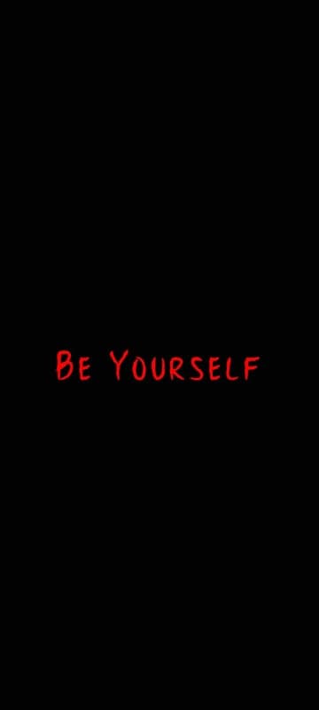 Be Yourself quote on black background with red text