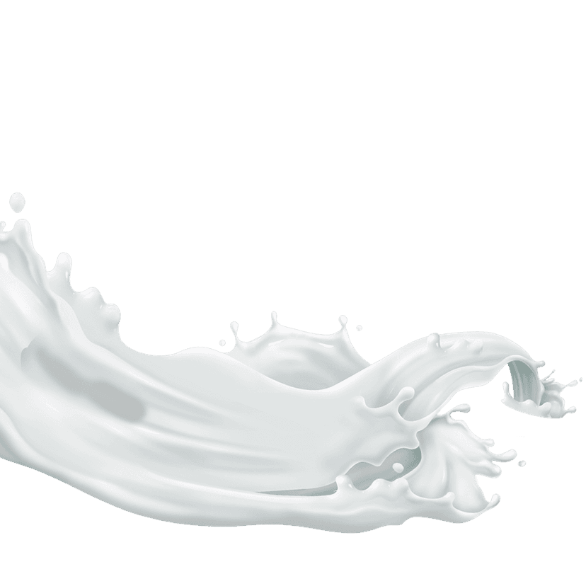 Milk splash vector graphic featuring white liquid droplets with glossy highlights and a clean matte finish.