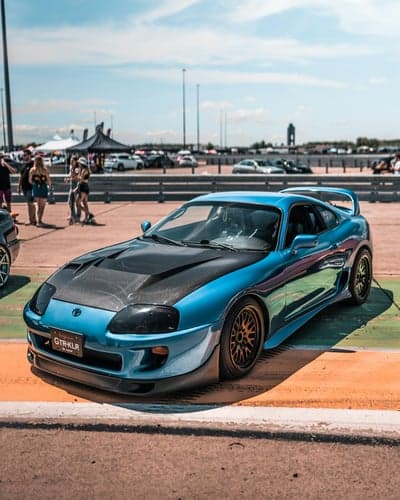 Custom Blue Toyota Supra JDM Sports Car Phone Background
