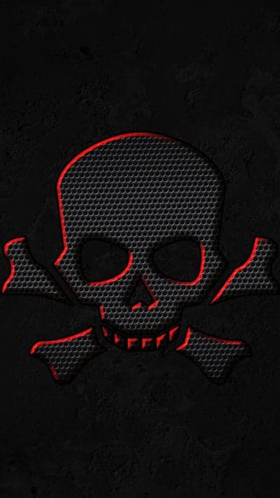 Red Skull and Crossbones on Textured Black Background