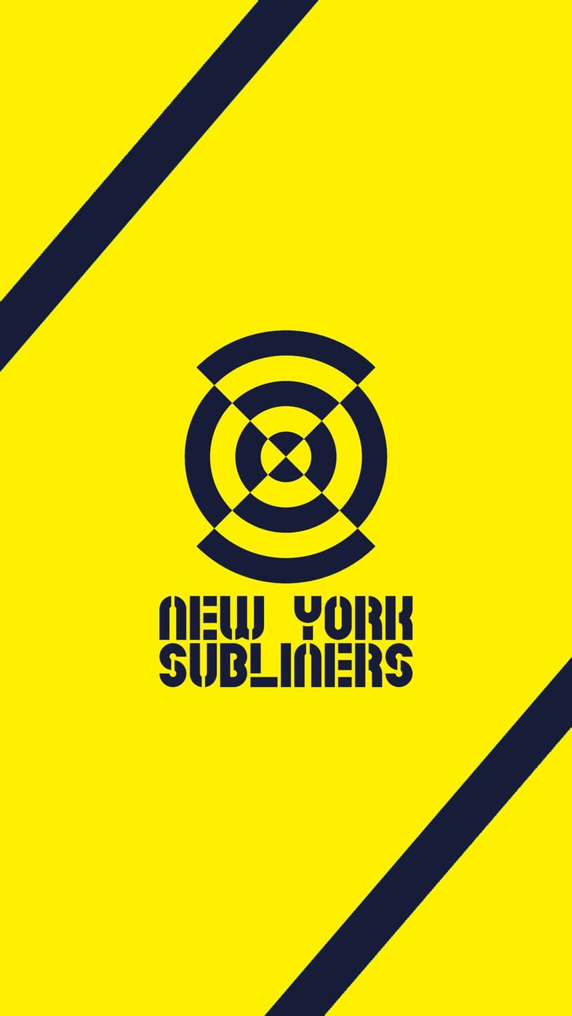 New York Subliners logo and wordmark on a bright yellow background with dark blue diagonal stripes.