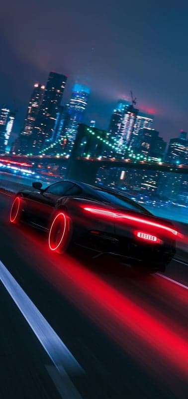 Neon City Night Racing Futuristic Supercar Wallpaper