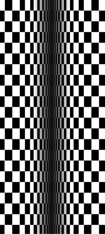 Black and White Checkerboard with Graduating Stripes Illusion