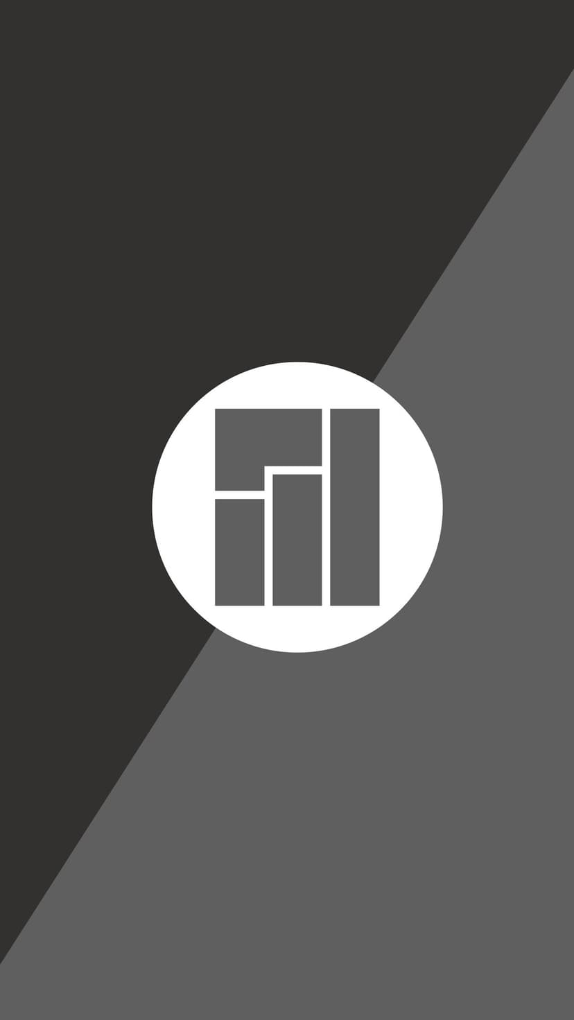 White circular geometric icon centered on a dark gray background divided diagonally into two different shades.