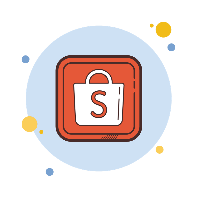 Shopee logo transparent graphic showing bright orange shopping bag white stylized S letter bold lowercase text.