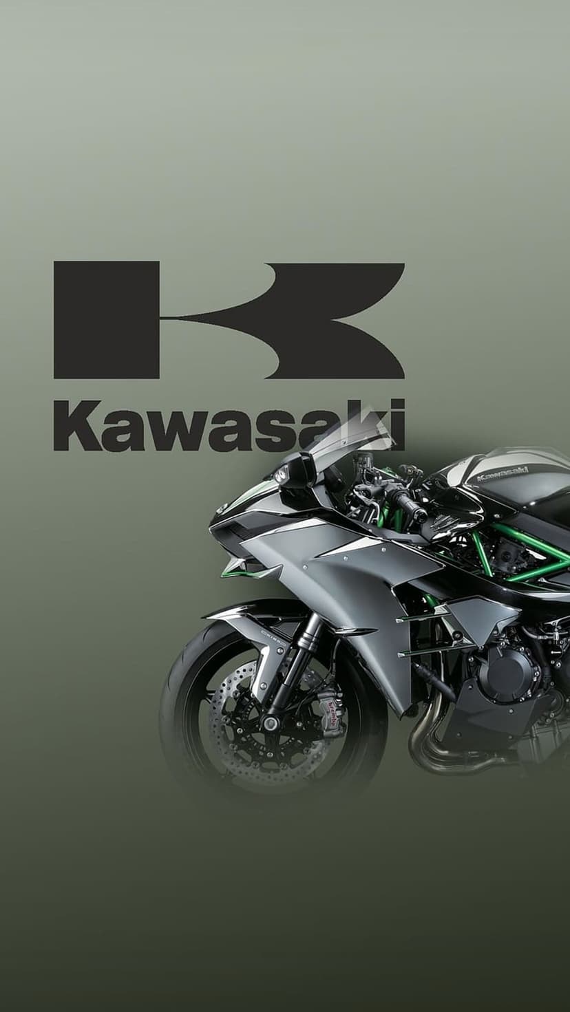 Kawasaki Ninja H2 motorcycle displays sharp bodywork and a prominent logo against a clean gradient background.