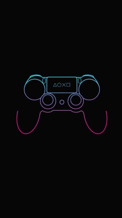 Vaporwave PlayStation Controller Neon Line Art Wallpaper