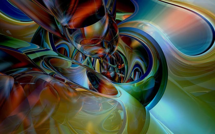 Radiant amber and emerald light ribbons curve through deep shadows in a fluid, high-contrast vertical composition.