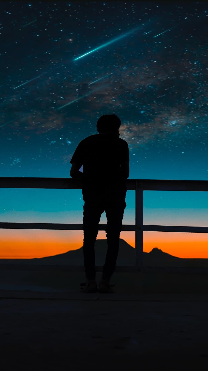 Cosmic Galaxy Stargazing Silhouette Phone Wallpaper