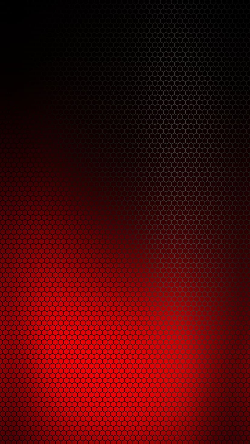 Crimson hexagonal grid over a black gradient creates a sharp geometric pattern with high contrast and depth.