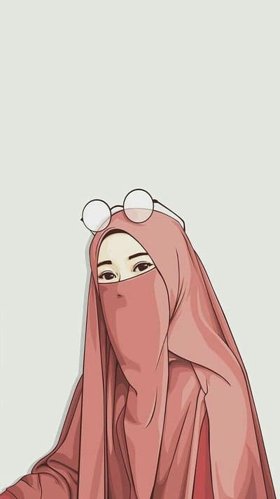 Cartoon Niqab Woman with Glasses Illustration