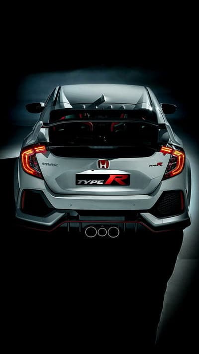 Aggressive Honda Civic Type R Hatchback Rear Phone Wallpaper