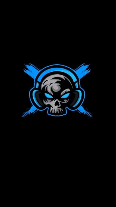 Neon Blue Gaming Skull Wallpaper for Mobile and Tablet