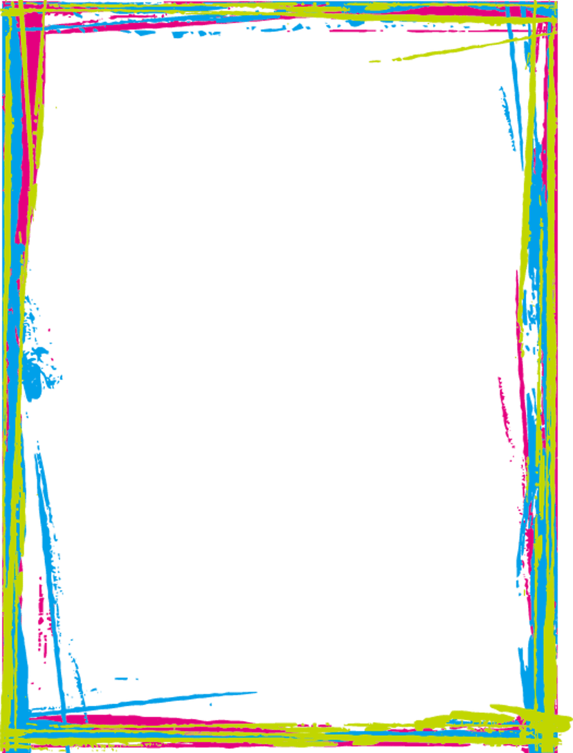 Multicolored border frame with gold metallic corners and vibrant color gradients on a transparent background.
