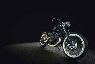 Custom Black Motorcycle with White Wall Tires