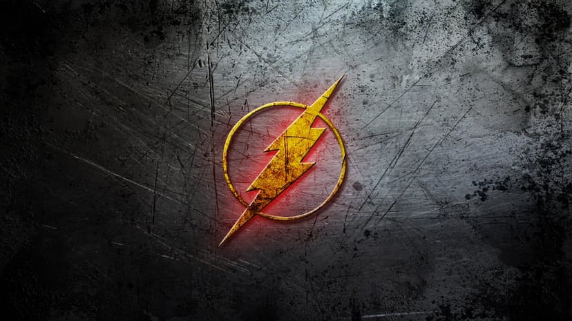 Yellow lightning bolt logo glowing with a red aura on a dark scratched metal background in vertical orientation.