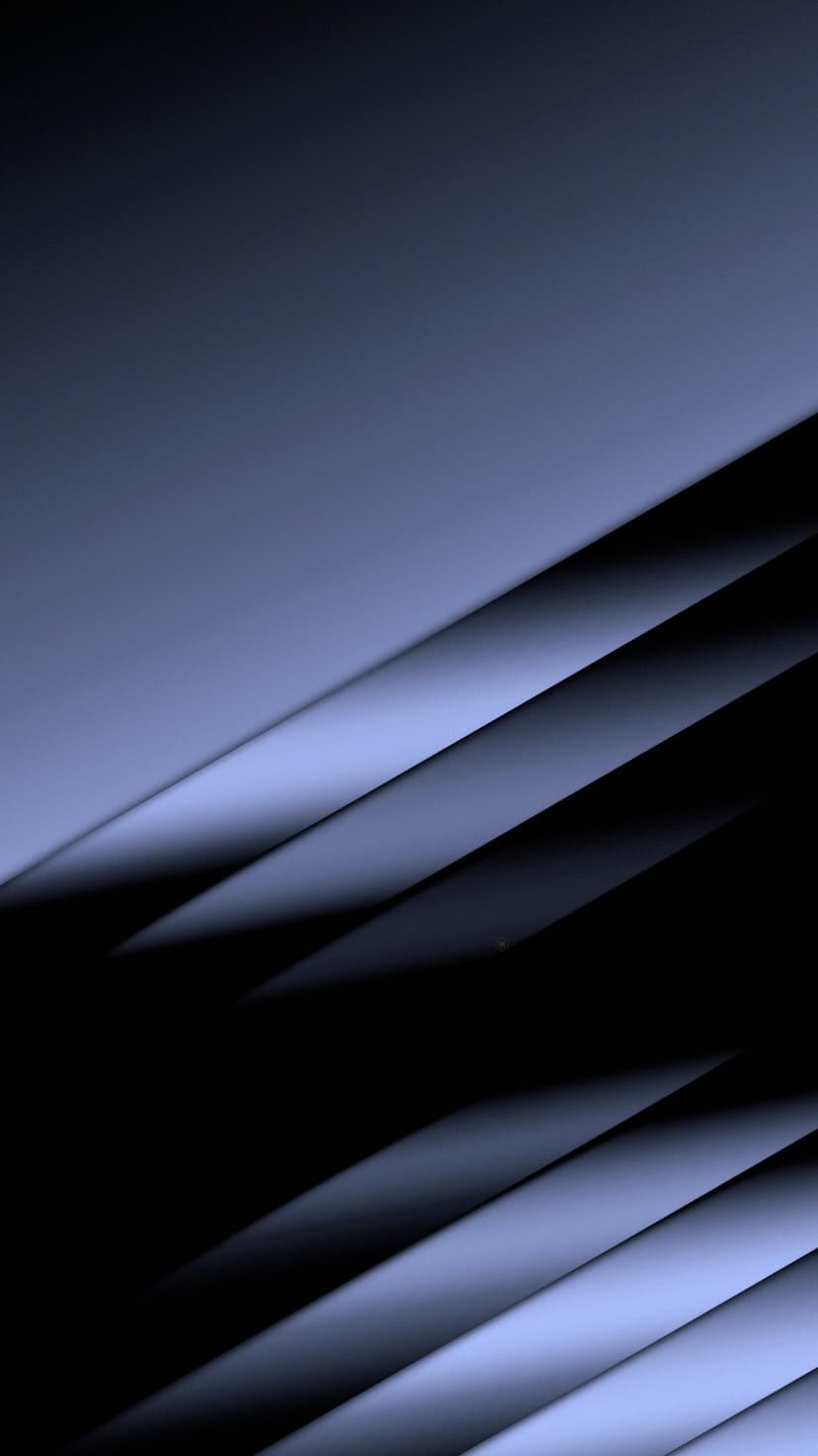 Cobalt blue and black diagonal stripes blend through smooth gradients to create a sense of depth and movement.
