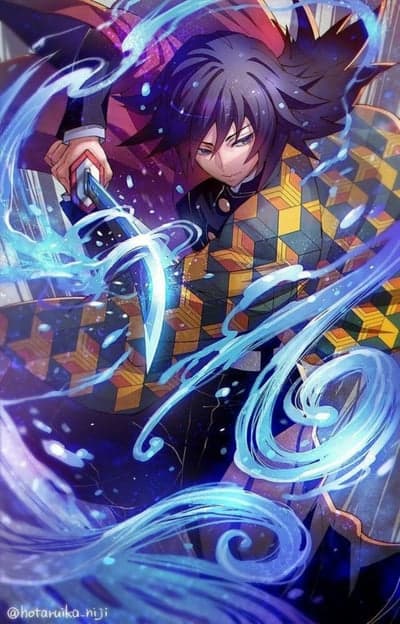 Giyu Tomioka Anime Art with Water Breathing