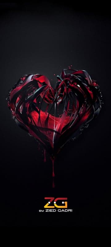 Abstract Red and Black Heart Art