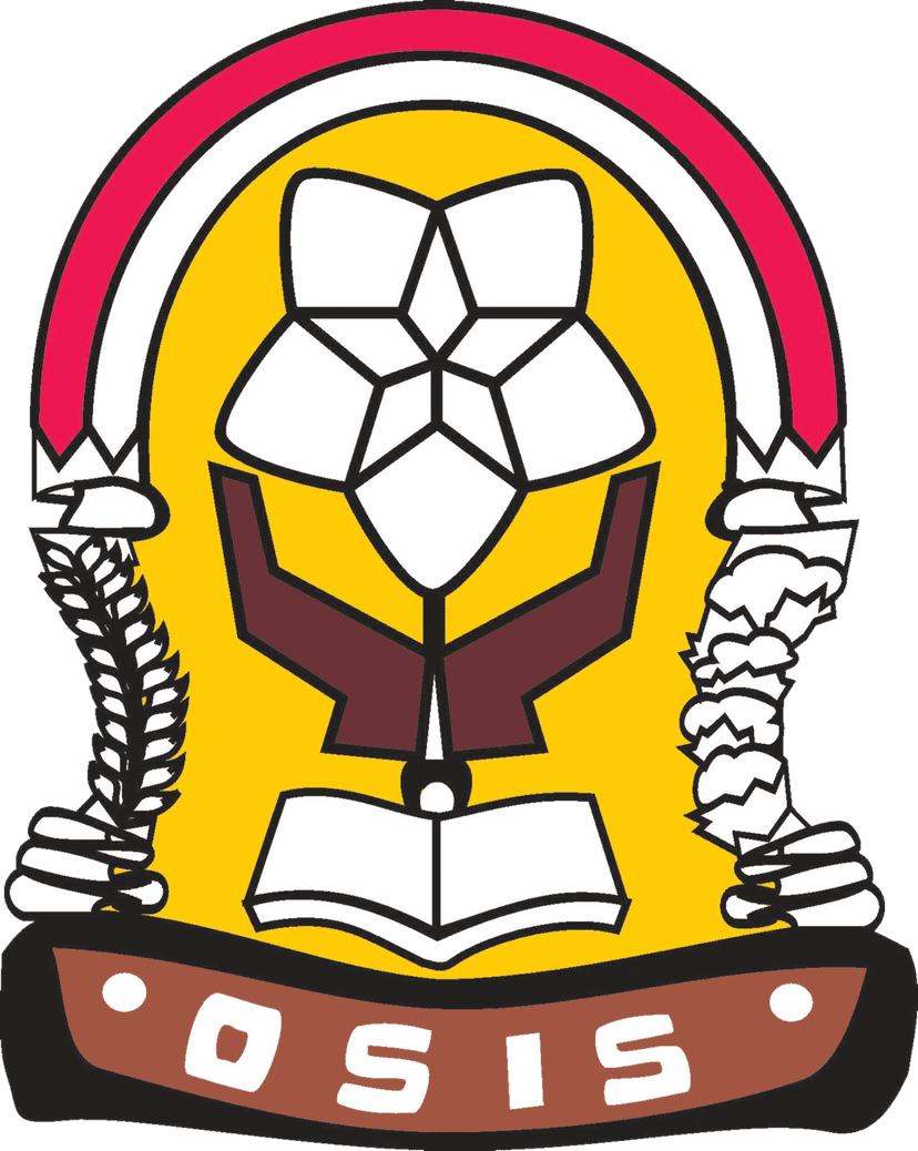 Osis SMA Negeri 1 Pinrang logo emblem with yellow and brown geometric details on a transparent background.