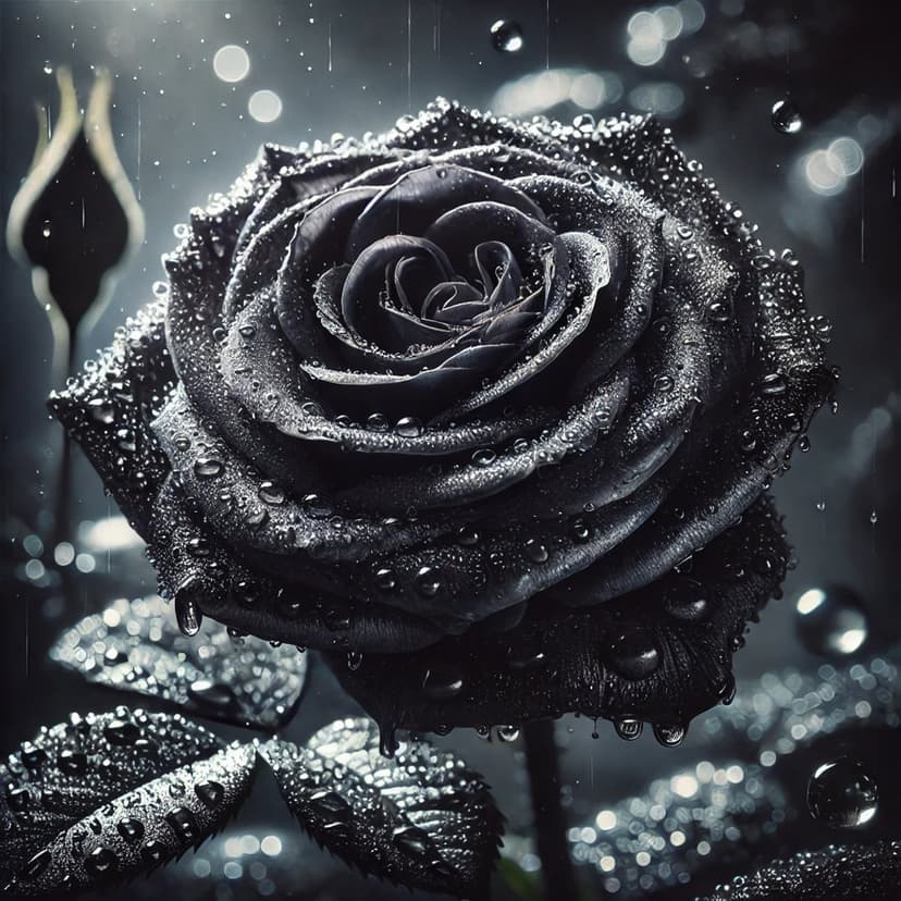 Deep crimson rose petals covered in clear water droplets with a blurred dark background in a macro close-up view.