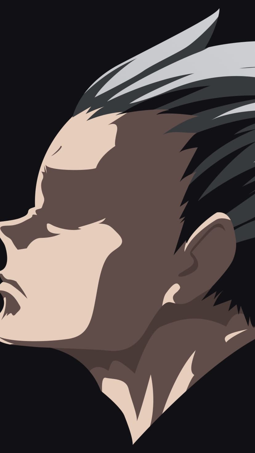 Kotaro Bokuto shown in profile with spiky hair and a determined expression under dramatic light and shadow.