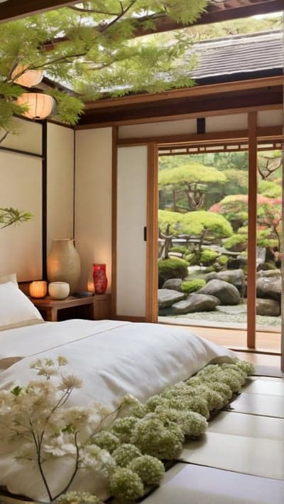 Serene Japanese Bedroom with Garden View