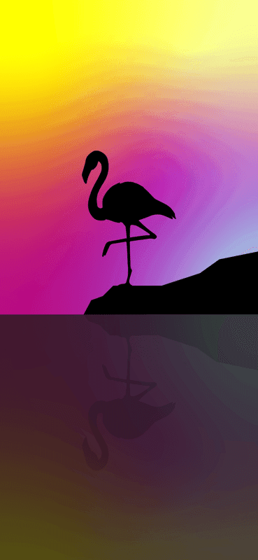 Silhouette Flamingo Reflects in Water at Sunset