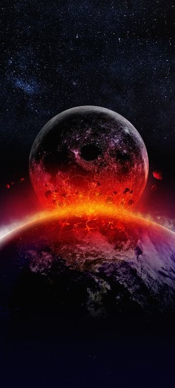 Fiery Celestial Collision: Planets Collide in Fiery Inferno