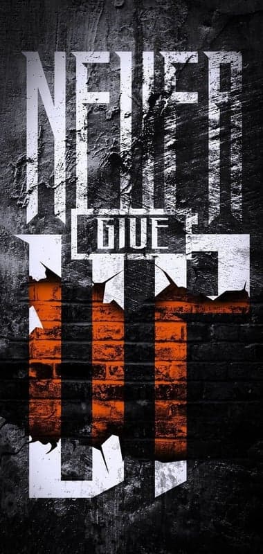Never Give Up Motivational Typography Art
