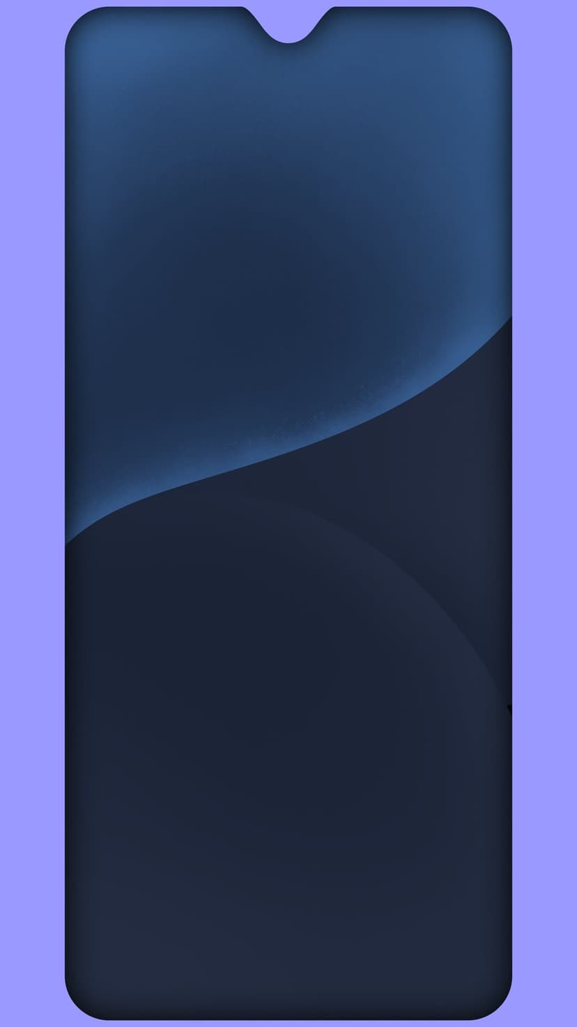 Deep indigo and navy blue gradient curves create a soft three-dimensional wave with subtle shadow transitions.