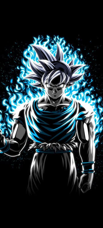 Goku Ultra Instinct with blue aura wallpaper