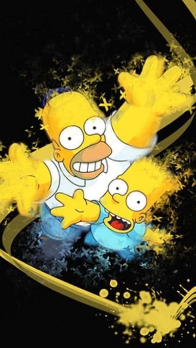Homer and Bart Simpson Stylized Cartoon Phone Background