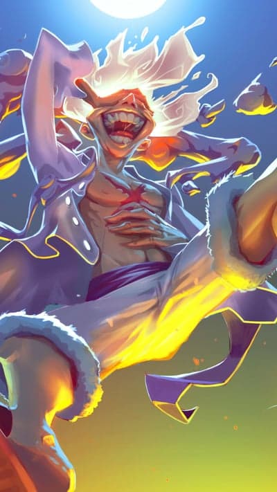 Luffy Gear 5 Joyful Explosion in Epic Anime Art