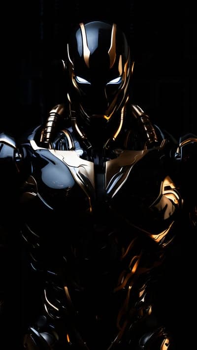 Futuristic Robot with Glowing Eyes and Gold Accents