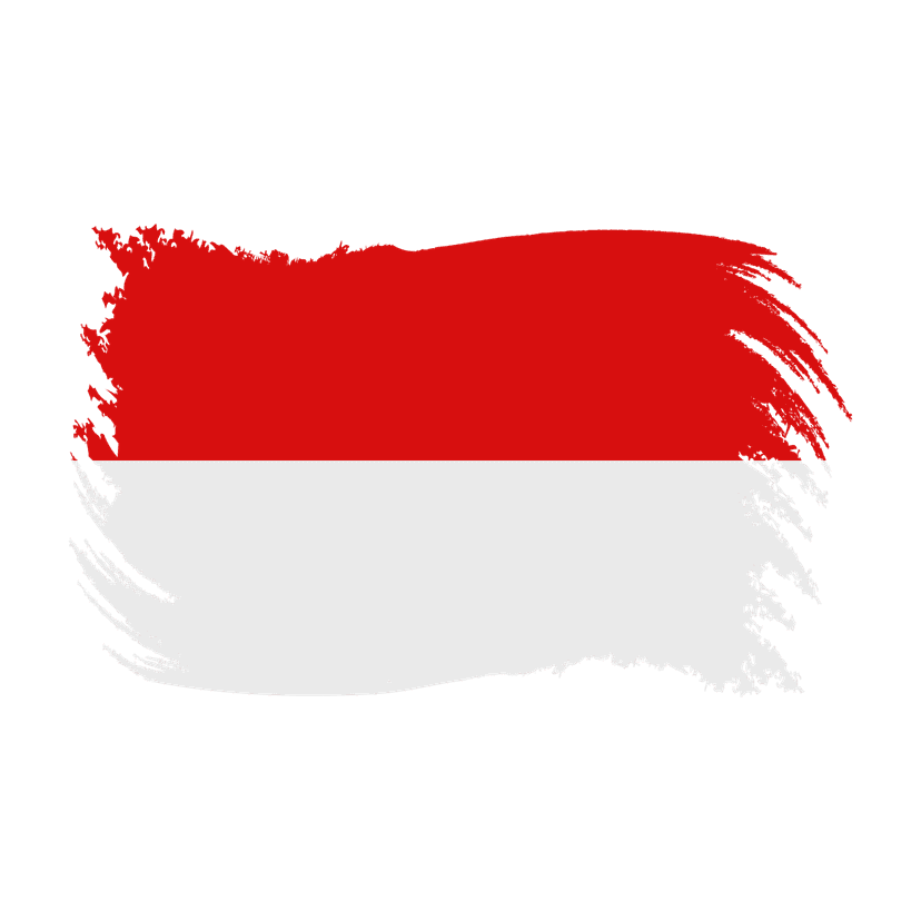 Indonesia flag featuring a weathered brush stroke texture and vibrant red and white bicolor on transparency.